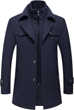 Dress Coat For Men, Winter Fall Long Sleeve Mens Wool Overcoat Lightweight Fleece Outdoor Long Jacket #B03-navy 4X-Large