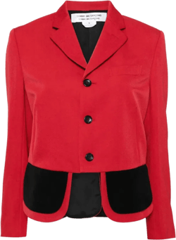 Asymmetric Button-up Blazer In Red