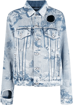Cut-out Denim Jacket In Light Blue