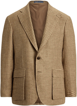 The Rl67 Houndstooth Linen-blend Jacket In Light Brown/tan
