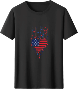 4th of July American Flag Patriotic Shirt Mens Summer Short Sleeve Graphic T-Shirts Red White and Blue Patriotic Tees Black X-Large