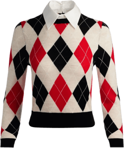 argyle-pattern sweater