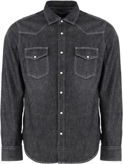 denim flap-pocket shirt