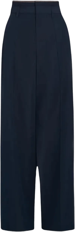 ribbed-trim straight trousers