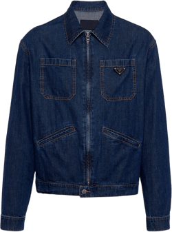 Logo-plaque Denim Jacket In Bleu