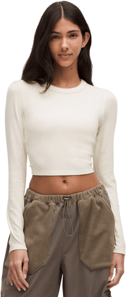 Hold Tight Straight-hem Cropped Long-sleeve Shirt