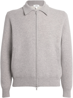 Wool-blend Knitted Bomber Jacket In Gray
