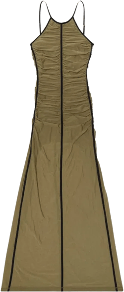 Adjustable Spaghetti Straps Maxi Dress In Green