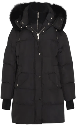 Padded Parka With Hood And Ribbed Cuffs In Black