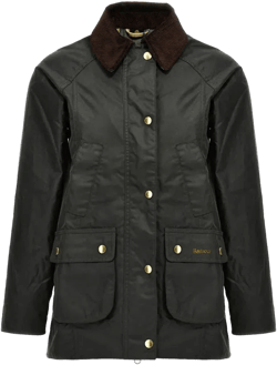 Waxed Cotton Casual Jacket With Corduroy Collar In Black