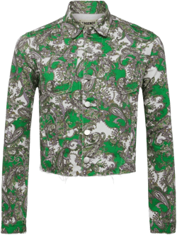 Women's Janice Paisley Cropped Denim Jacket In Grass Green Multi Small Paisley