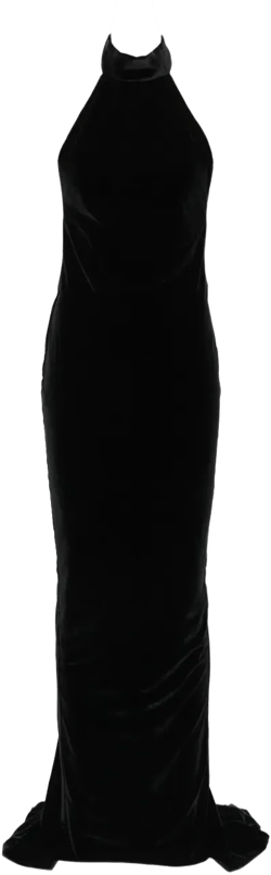 Open-back Velvet Gown In Black