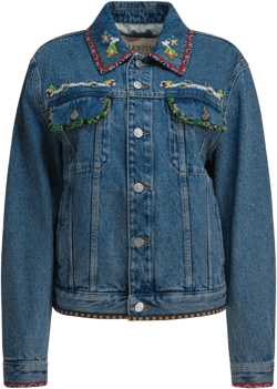 Embellished Denim Jacket In Blue