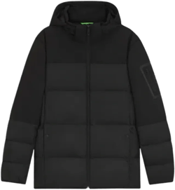 Water-repellent Down Jacket With Detachable Hood And Sleeves In Black