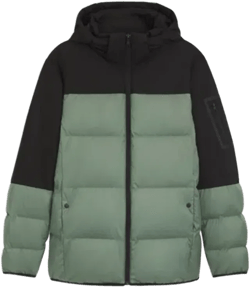 Water-repellent Down Jacket With Detachable Hood And Sleeves In Green