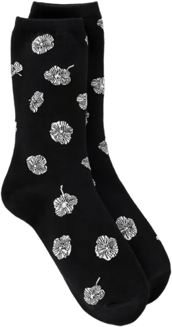 Deco Flower Trouser Socks - Black - 001