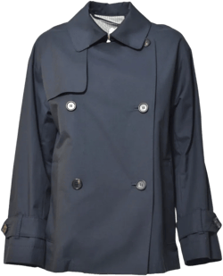 Double-breasted Black Trench Coat With Oversized Silhouette In Blue