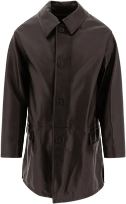 Brown Leather Jacket With Classic Collar