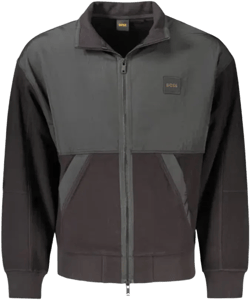 Black Cotton Men Jacket In Gray