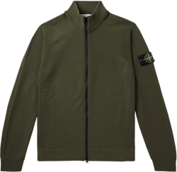 Logo-appliquéd Wool-blend Zip-up Cardigan In Green