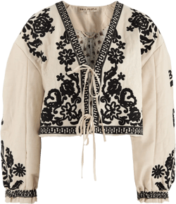 Bali Mabel Embroidered Cotton Jacket In Cream