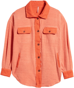 We The Free Ruby Fleece Shirt Jacket In Scarlet Ibis