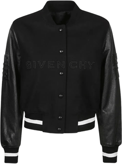 Women Wool Bomber Jacket In Black