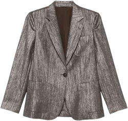 Wool Blend Blazer Jacket In Gray