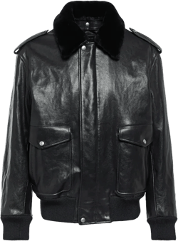 Faux Fur-trimmed Leather Jacket In Black