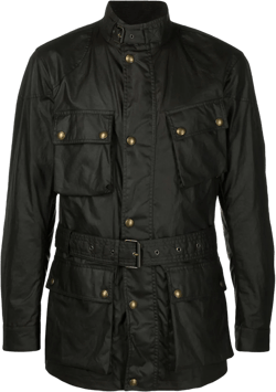 Waxed Belted Jacket In Blue