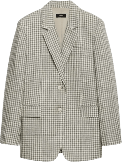 Oversized Straight Linen-blend Blazer In White