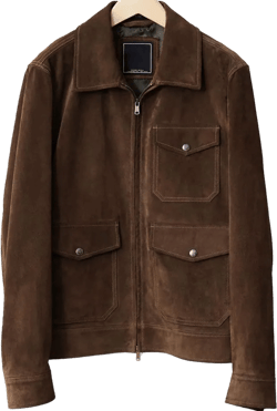 Generic Men's Trucker Suede Leather Motorcycle Jacket Vintage Lightweight Tan Brown Suede Bomber Jacket For Men Large Brown