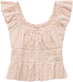AE Ruched Flutter Sleeve Shirt