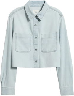 Classic Crop Denim Shirt Jacket In Blue