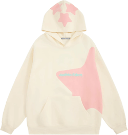 Aelfric Eden Star Graphic Hoodies Purple Print Hoodie Unisex Oversized Hooded Sweatshirt Long Sleeve Pocket Pullover Small Beige