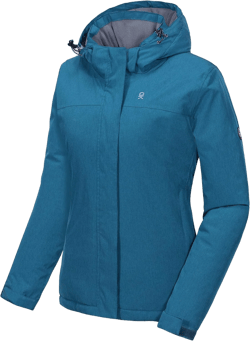 Little Donkey Andy Women's Waterproof Ski Snowboarding Jacket Windproof Warm Coat with Detachable Hood Medium Blue Grass Heather