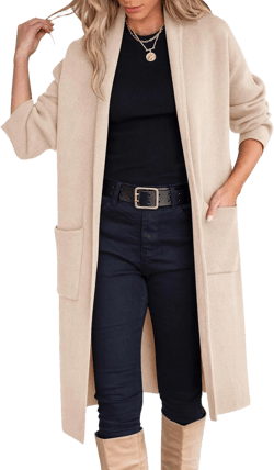 ANRABESS Women's Cardigan Long Sweater Oversized Open Front Knit Coatigan Duster Coat 2025 Trendy Fall Outfits Outerwear