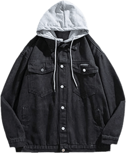 SaoBiiu Hooded Denim Jackets Men Loose Coats Spring Autumn Street Outerwear Jean Jacket Detachable Hat