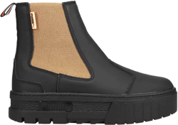 PUMA Womens Mayze Suede Round Toe Platform Chelsea Casual Boots Ankle Low Heel 1-2" - Black, Brown - Size 8 M