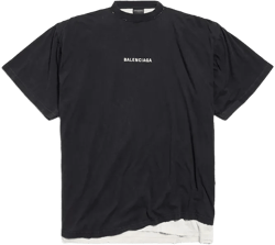 Men's Balenciaga Back Double T-shirt in Black Faded