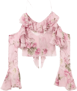 ruffled floral-print top