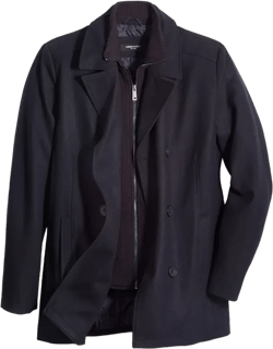 Men's Double Breasted Wool Blend Peacoat with Bib