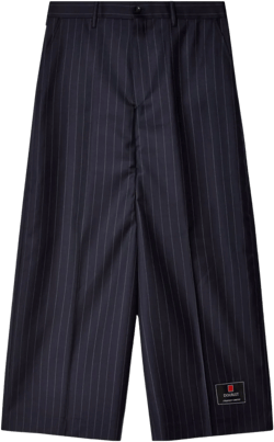 Pinstriped Wide-leg Wool Trousers In Blue