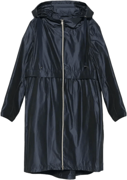 Dark Blue Technical Taffeta Waterproof Parka With Hood