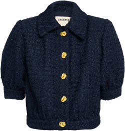 Cove Cropped Short-sleeve Tweed Jacket In Blue
