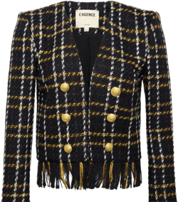 Belmont Fringe Jacket In Black/yellow In Multi