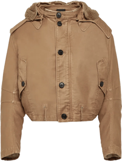 Faux Shearling-trim Cotton Jacket In Brown