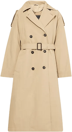 Omens Beige Double-breasted Padded Woven Trench Coat In Neutral