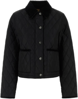 Black Quilted Nylon Cropped Jacket