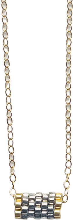 Minimalist Beaded Tube Pendant Necklace